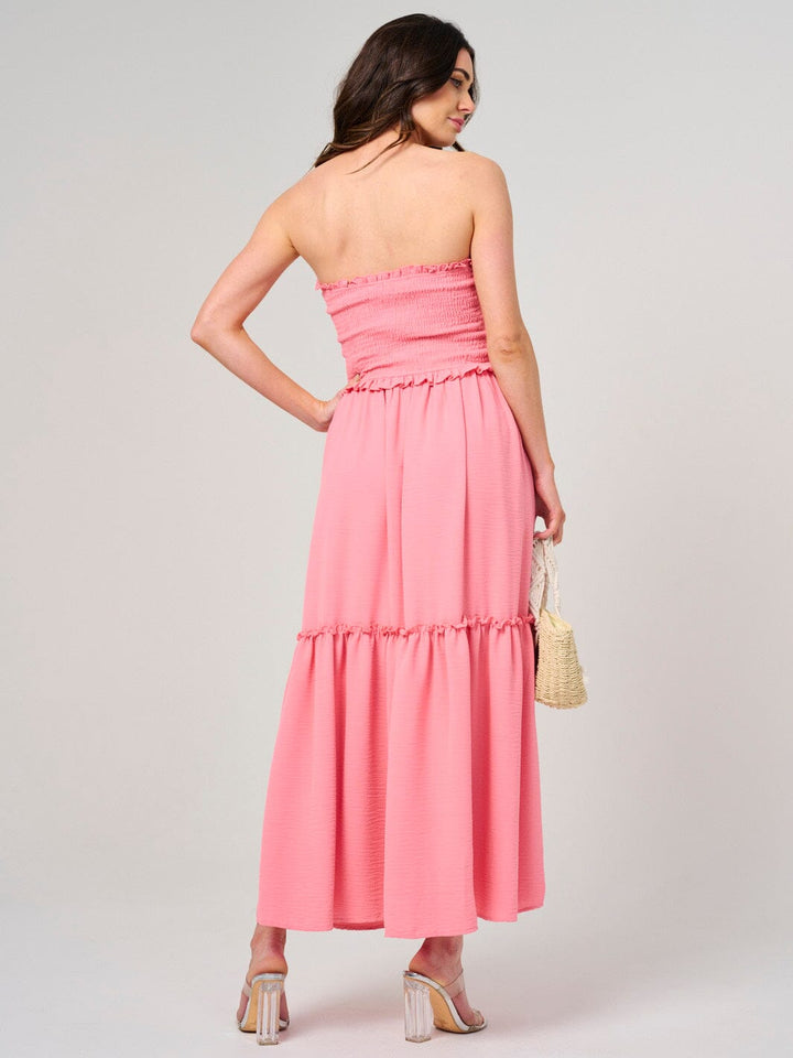 WOMEN'S SLEEVELESS SMOCK TIERED TUBE MAXI DRESS