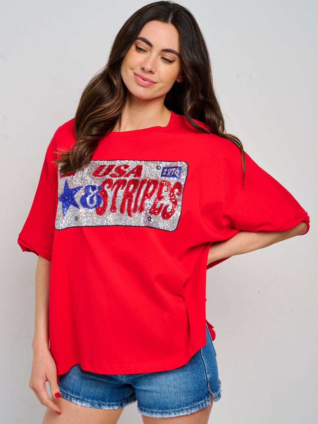 WOMEN'S SHORT SLEEVE GRAPHIC PATRIOTIC SHIRT
