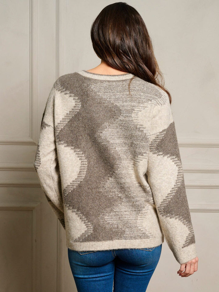 WOMEN'S LONG SLEEVE COLORBLOCK PULLOVER SWEATER