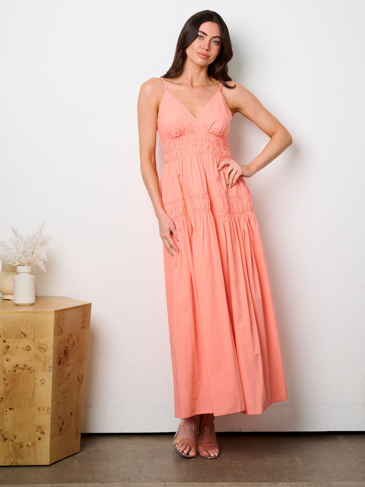 WOMEN'S SLEEVELESS SURPLICE FIT & FLARE MAXI DRESS