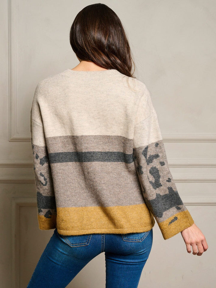 WOMEN'S LONG SLEEVE COLORBLOCK PULLOVER SWEATER