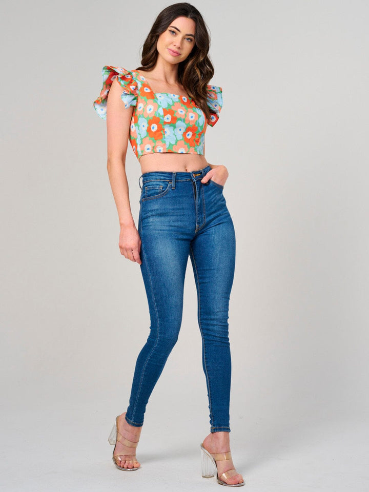 WOMEN'S 3/4 PUFF SLEEVE SQUARE NECK DETAILED BLOUSE (Copy)