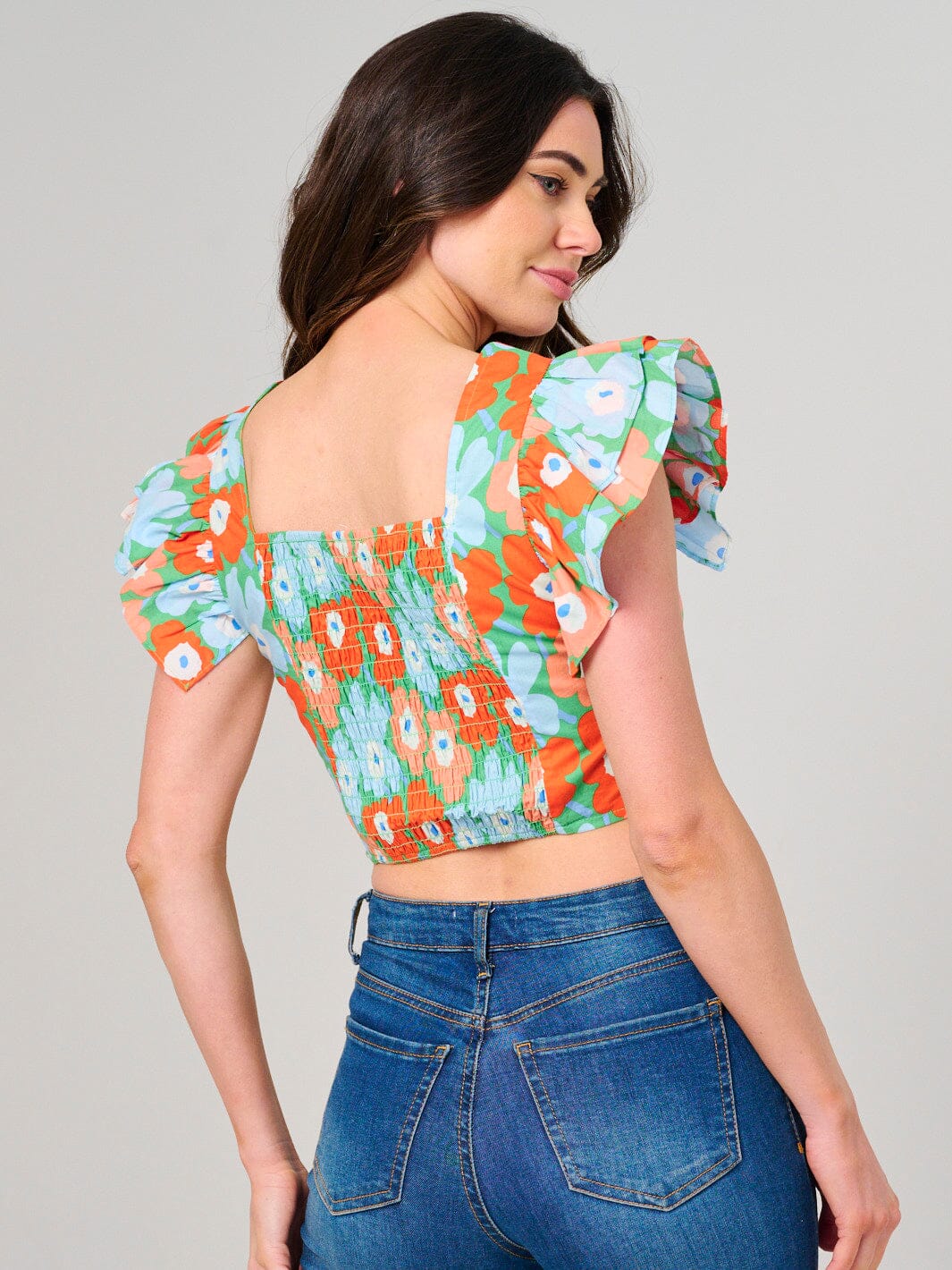 WOMEN'S 3/4 PUFF SLEEVE SQUARE NECK DETAILED BLOUSE (Copy)