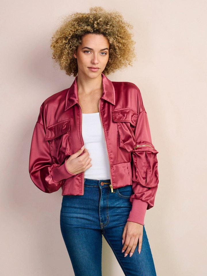 WOMEN'S LONG SLEEVE ZIP UP POCKETS JACKET