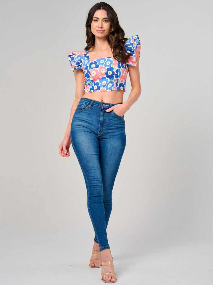 WOMEN'S 3/4 PUFF SLEEVE SQUARE NECK DETAILED BLOUSE (Copy)
