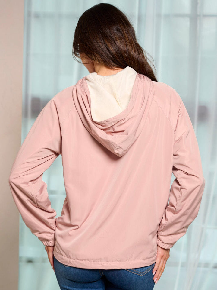 WOMEN'S LONG SLEEVE POCKETS ZIP UP HOODED JACKET