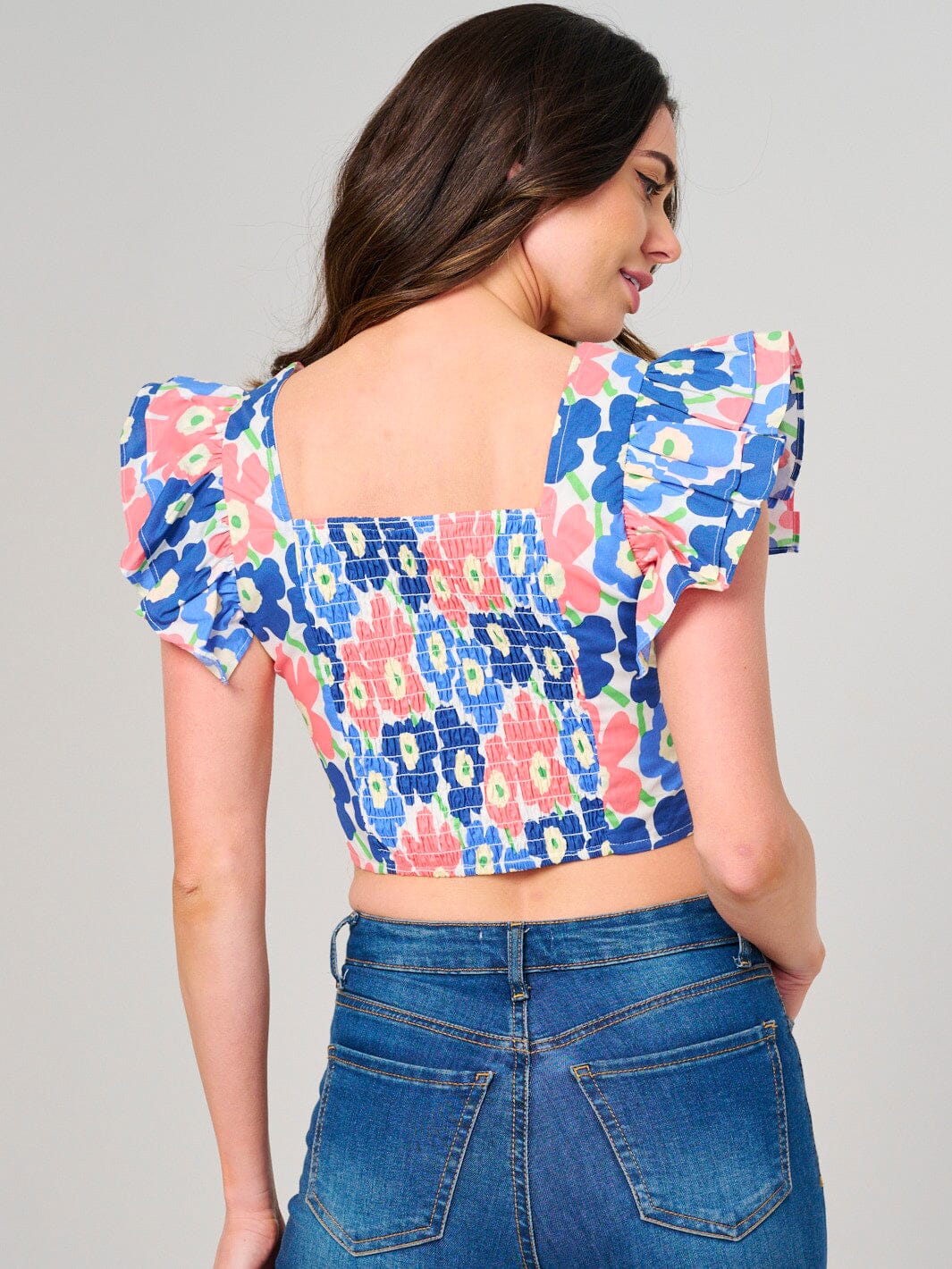 WOMEN'S 3/4 PUFF SLEEVE SQUARE NECK DETAILED BLOUSE (Copy)