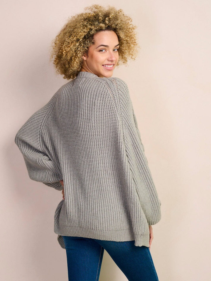 WOMEN'S LONG PUFF SLEEVE OPEN FRONT KNIT CARDIGAN