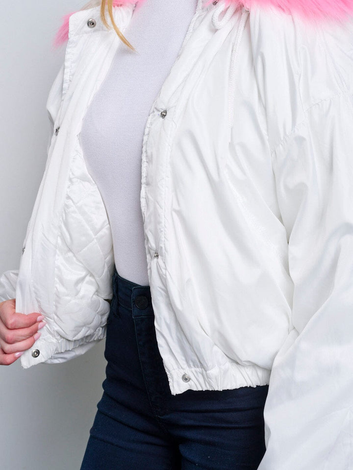 WOMEN'S LONG SLEEVE BUTTON UP REMOVABLE NECK COLORBLOCK JACKET