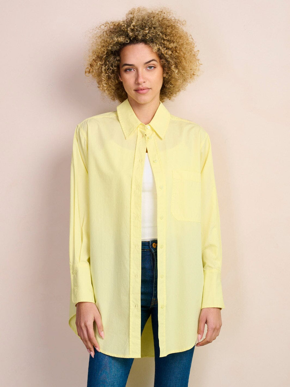 WOMEN'S LONG SLEEVE BUTTON UP OVERSIZED BLOUSE TOP