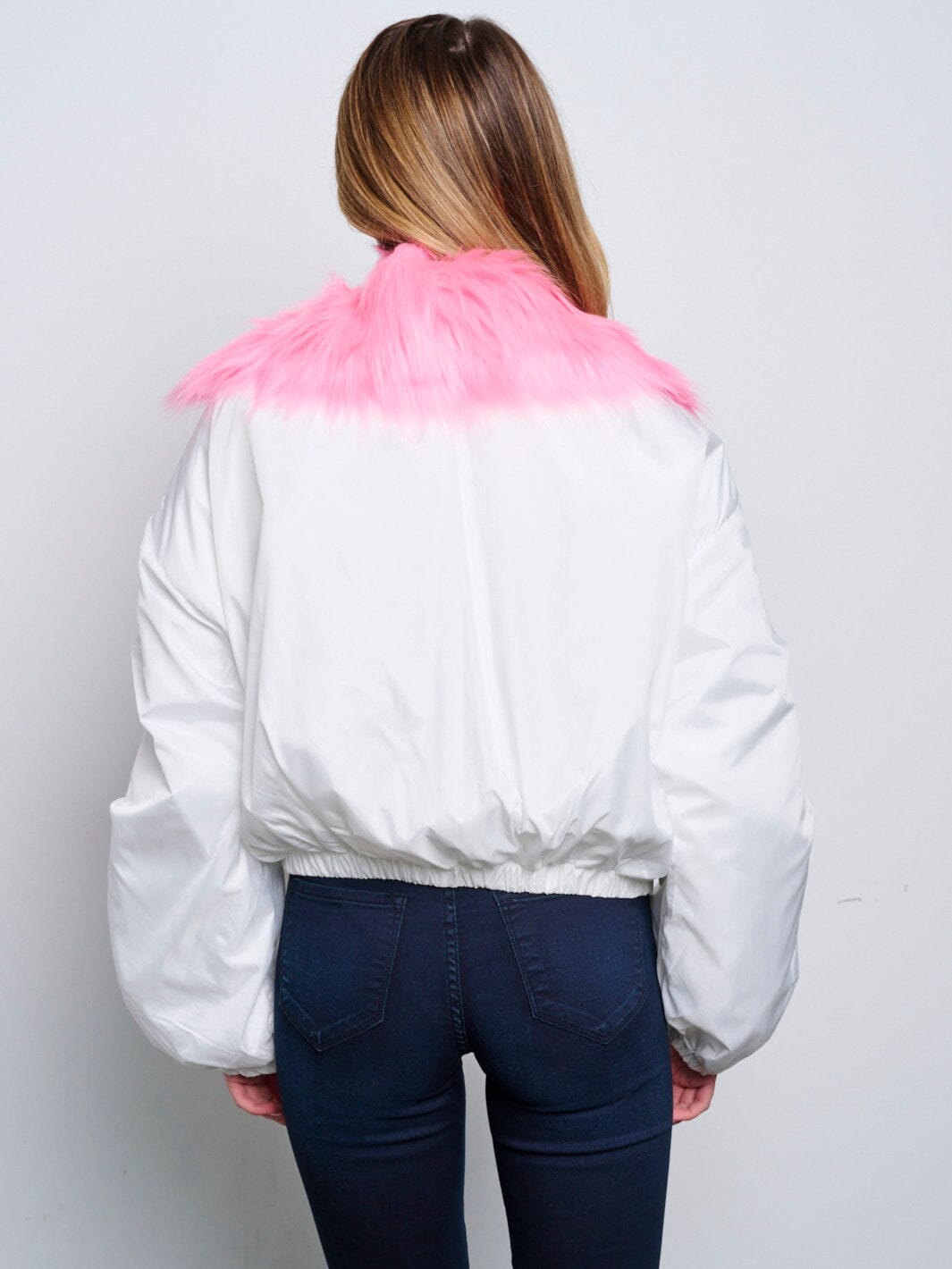 WOMEN'S LONG SLEEVE BUTTON UP REMOVABLE NECK COLORBLOCK JACKET