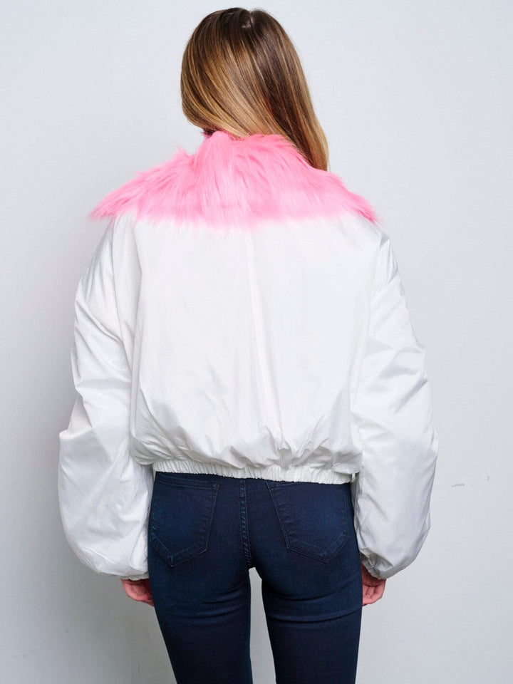 WOMEN'S LONG SLEEVE BUTTON UP REMOVABLE NECK COLORBLOCK JACKET