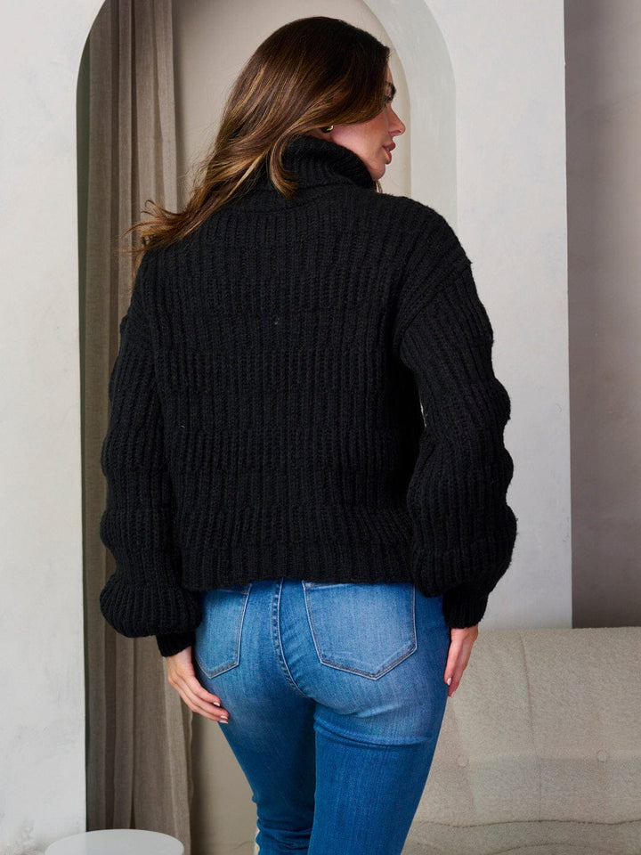 WOMEN'S LONG SLEEVE TURTLE NECK PULLOVER SWEATER