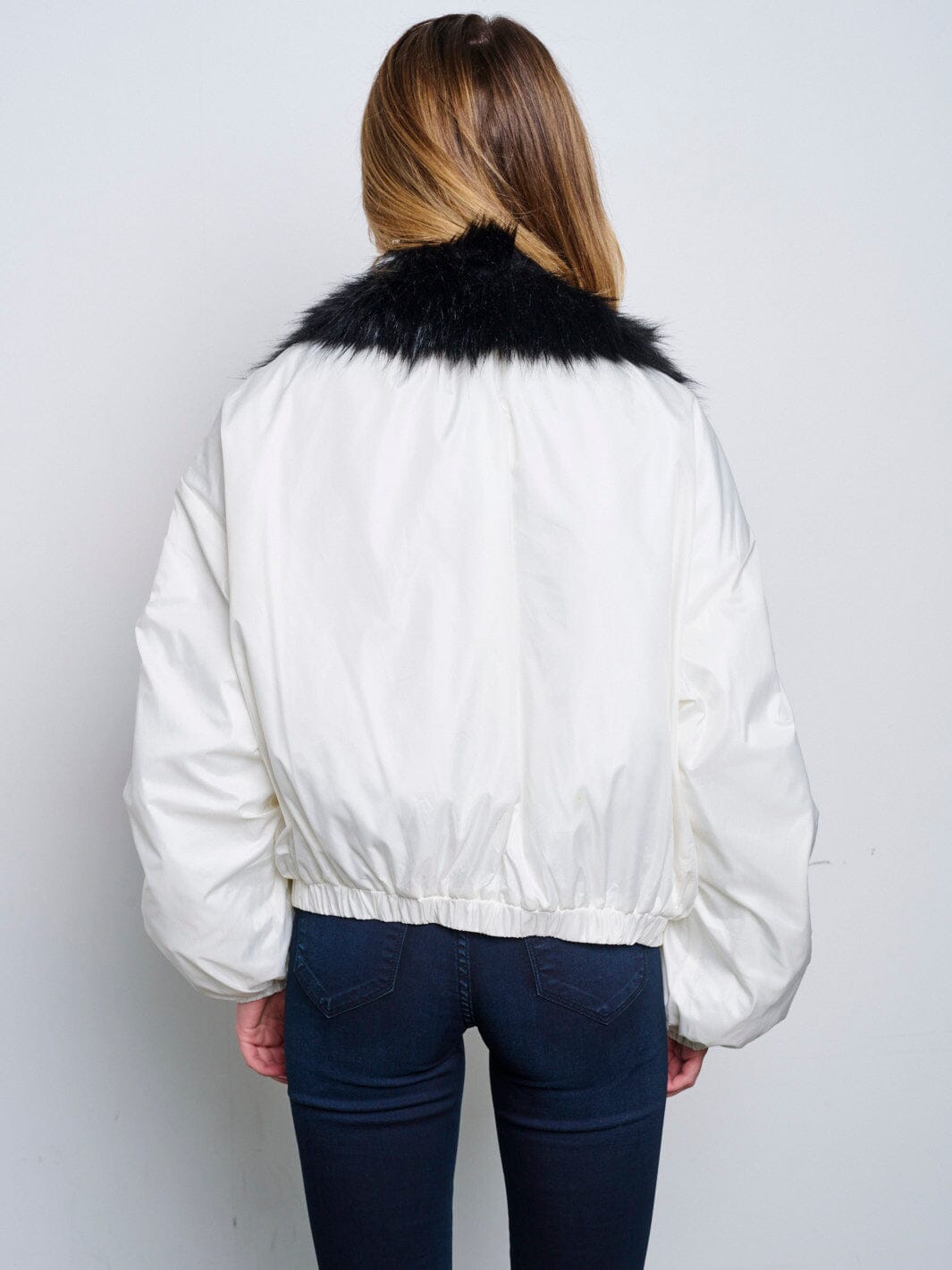 WOMEN'S LONG SLEEVE BUTTON UP REMOVABLE NECK COLORBLOCK JACKET
