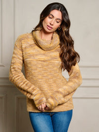 WOMEN'S LONG SLEEVE TURTLE NECK PULLOVER SWEATER