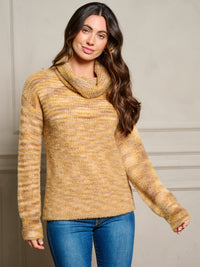 WOMEN'S LONG SLEEVE TURTLE NECK PULLOVER SWEATER