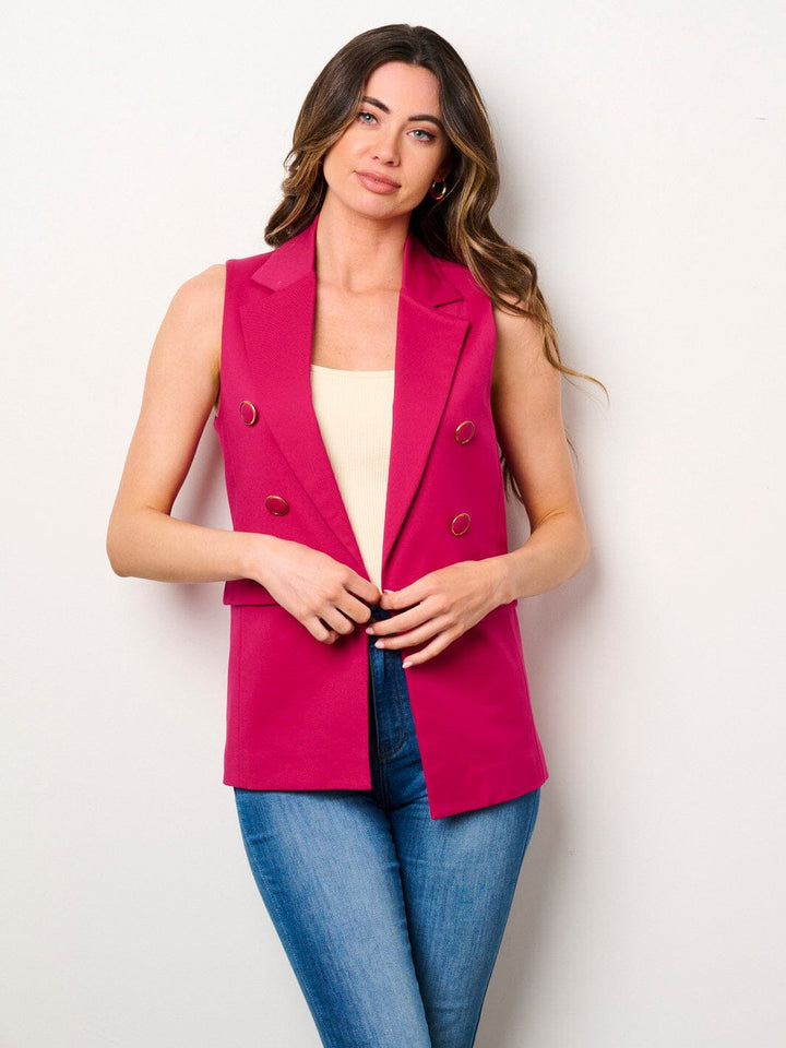 WOMEN'S SLEEVELESS OPEN FRONT BUTTONS DETAILED VEST