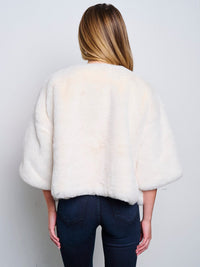 WOMEN'S 3/4 SLEEVES PULLOVER SOLID FUZZY SWEATER