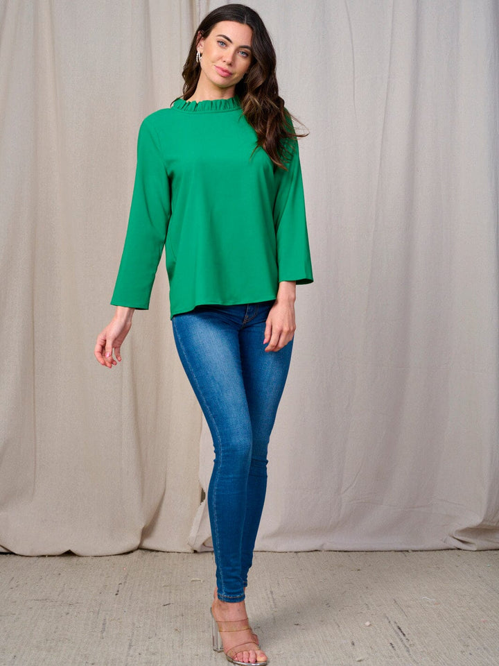 WOMEN'S LONG SLEEVE MOCK NECK BACK TIE BLOUSE