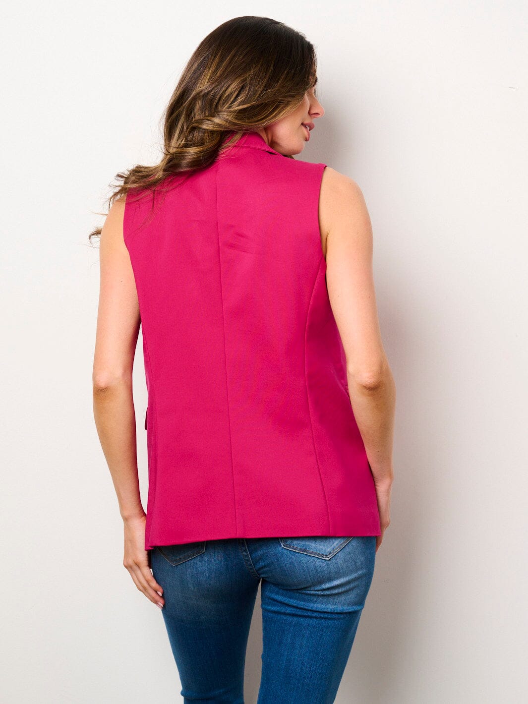 WOMEN'S SLEEVELESS OPEN FRONT BUTTONS DETAILED VEST