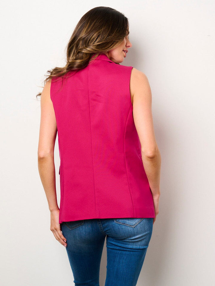 WOMEN'S SLEEVELESS OPEN FRONT BUTTONS DETAILED VEST