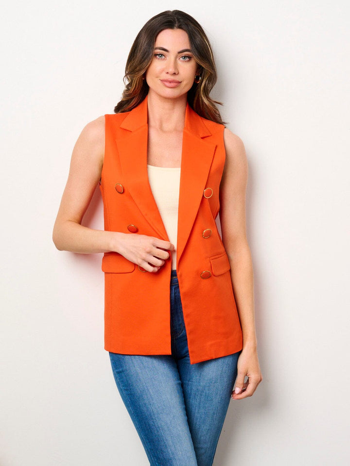 WOMEN'S SLEEVELESS OPEN FRONT BUTTONS DETAILED VEST