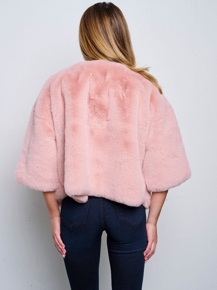 WOMEN'S 3/4 SLEEVES PULLOVER SOLID FUZZY SWEATER