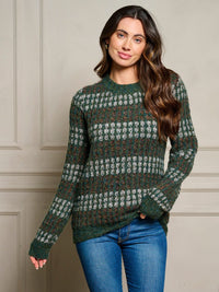 WOMEN'S LONG SLEEVE WAFFLE COLORBLOCK PULLOVER SWEATER