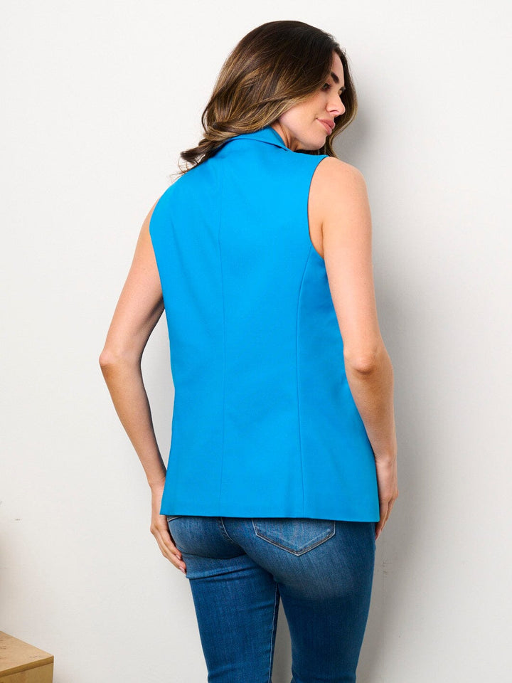 WOMEN'S SLEEVELESS OPEN FRONT BUTTONS DETAILED VEST