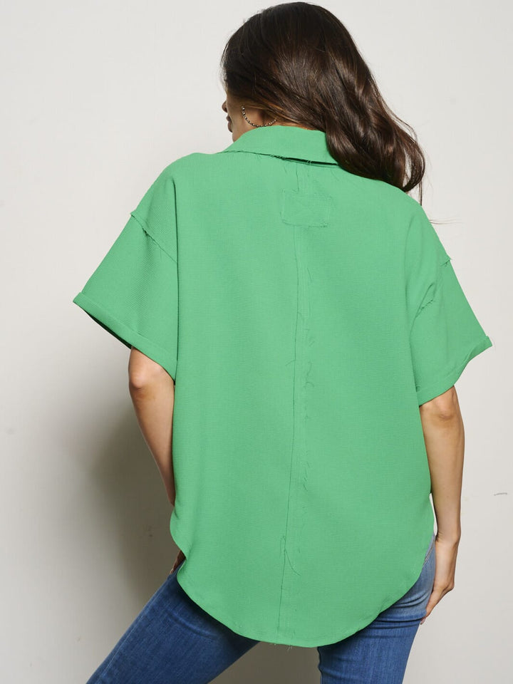 WOMEN'S SHORT SLEEVE V-NECK TUNIC BLOUSE TOP