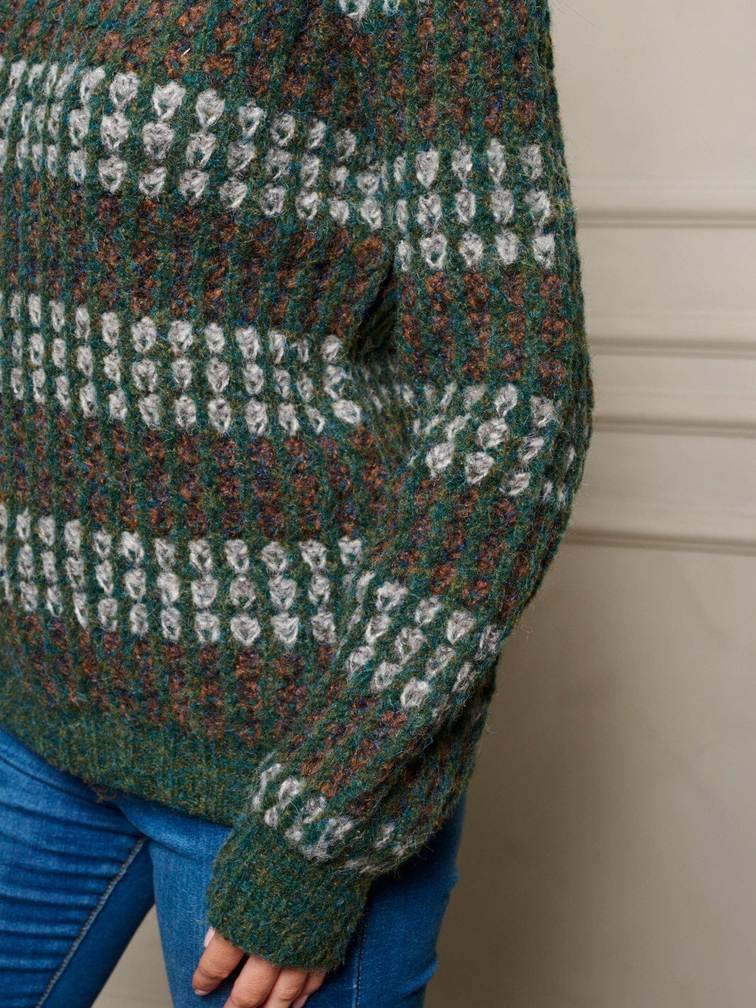 WOMEN'S LONG SLEEVE WAFFLE COLORBLOCK PULLOVER SWEATER