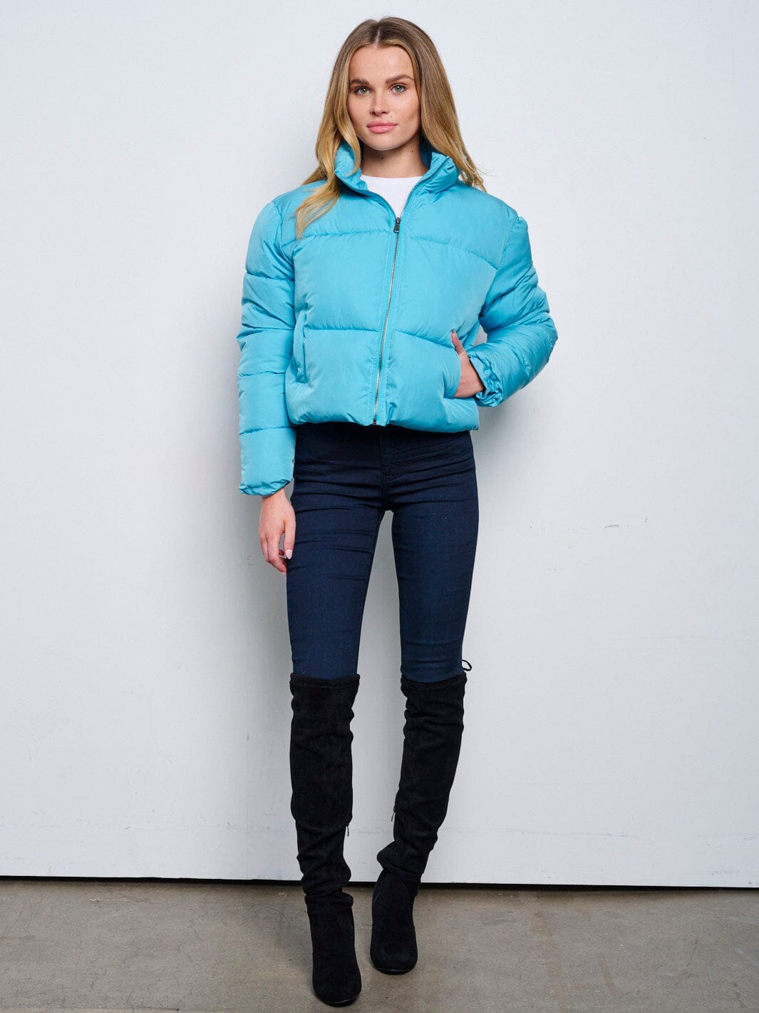WOMEN'S LONG SLEEVES ZIP UP BOMBER JACKET