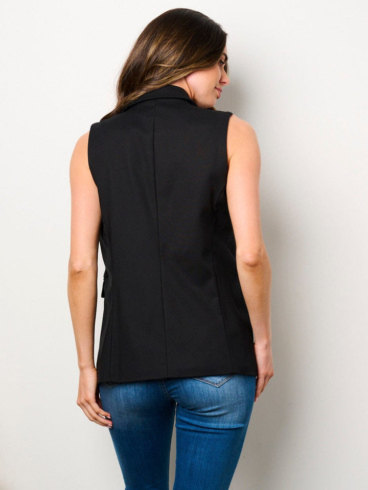 WOMEN'S SLEEVELESS OPEN FRONT BUTTONS DETAILED VEST