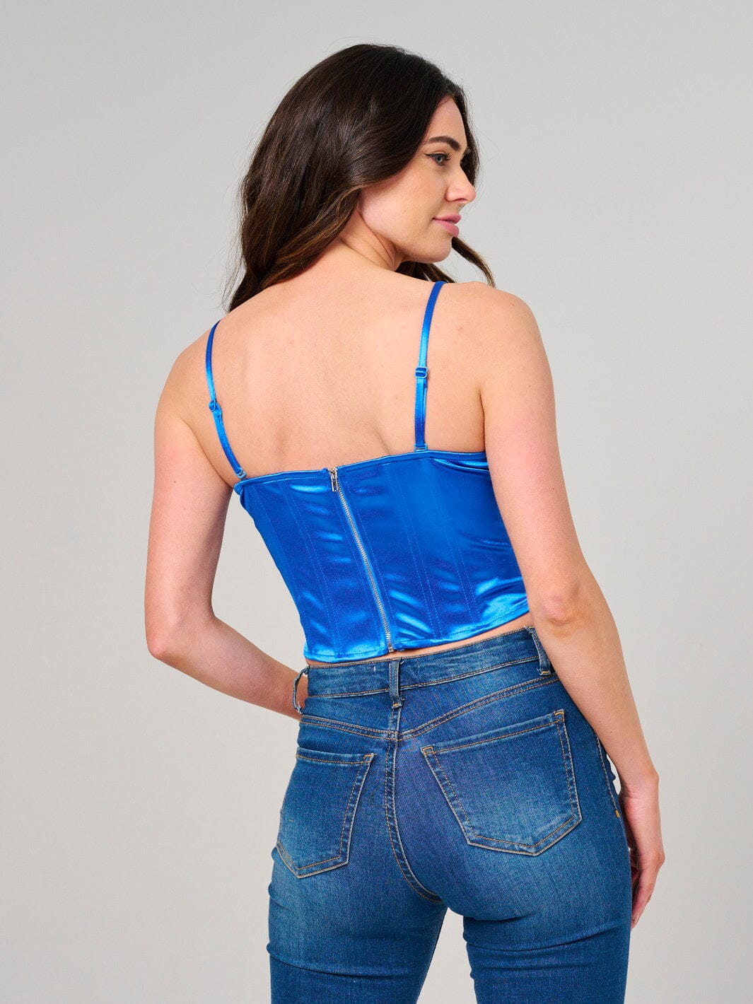 WOMEN'S SLEEVELESS V-NECK SATIN TANK TOP