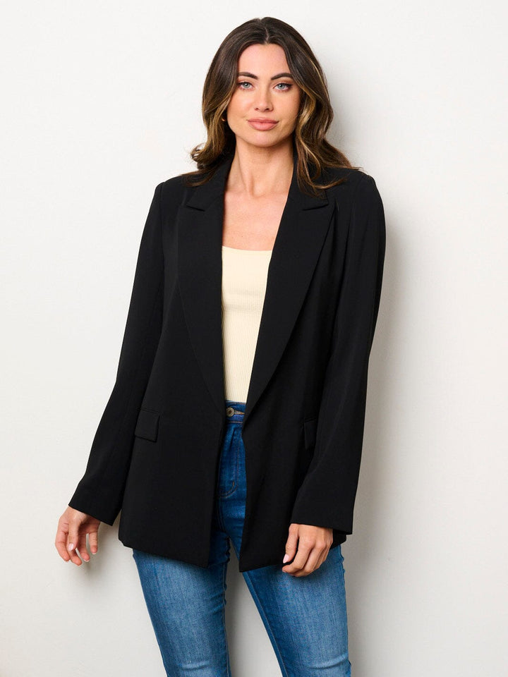 WOMEN'S LONG SLEEVES OPEN FRONT POCKETS BLAZER