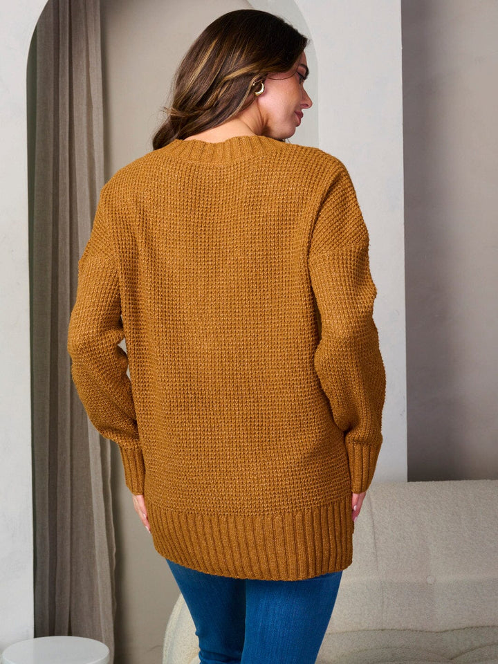 WOMEN'S LONG SLEEVE V-NECK PULLOVER SWEATER