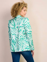 WOMEN'S LONG SLEEVE BUTTON CLOSURE LEAF PRINT BLAZER