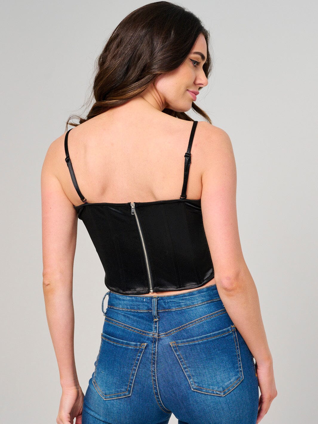 WOMEN'S SLEEVELESS V-NECK SATIN TANK TOP