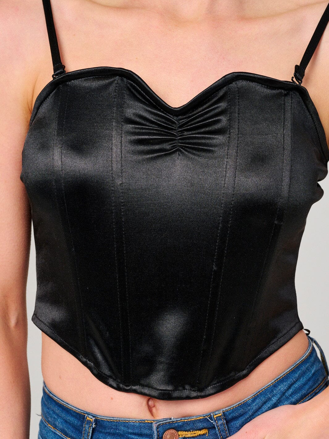 WOMEN'S SLEEVELESS V-NECK SATIN TANK TOP