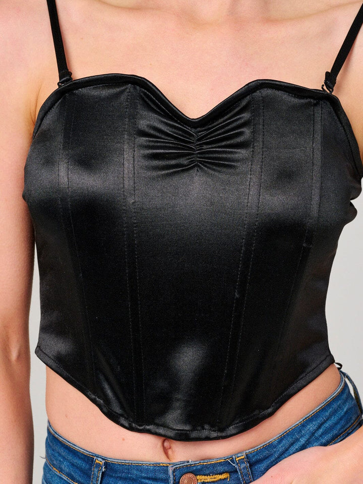 WOMEN'S SLEEVELESS V-NECK SATIN TANK TOP