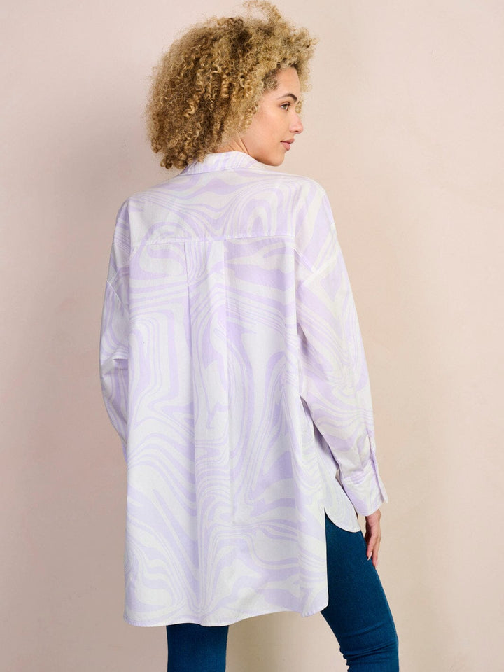 WOMEN'S LONG SLEEVE BUTTON UP OVERSIZED PRINT BLOUSE TOP