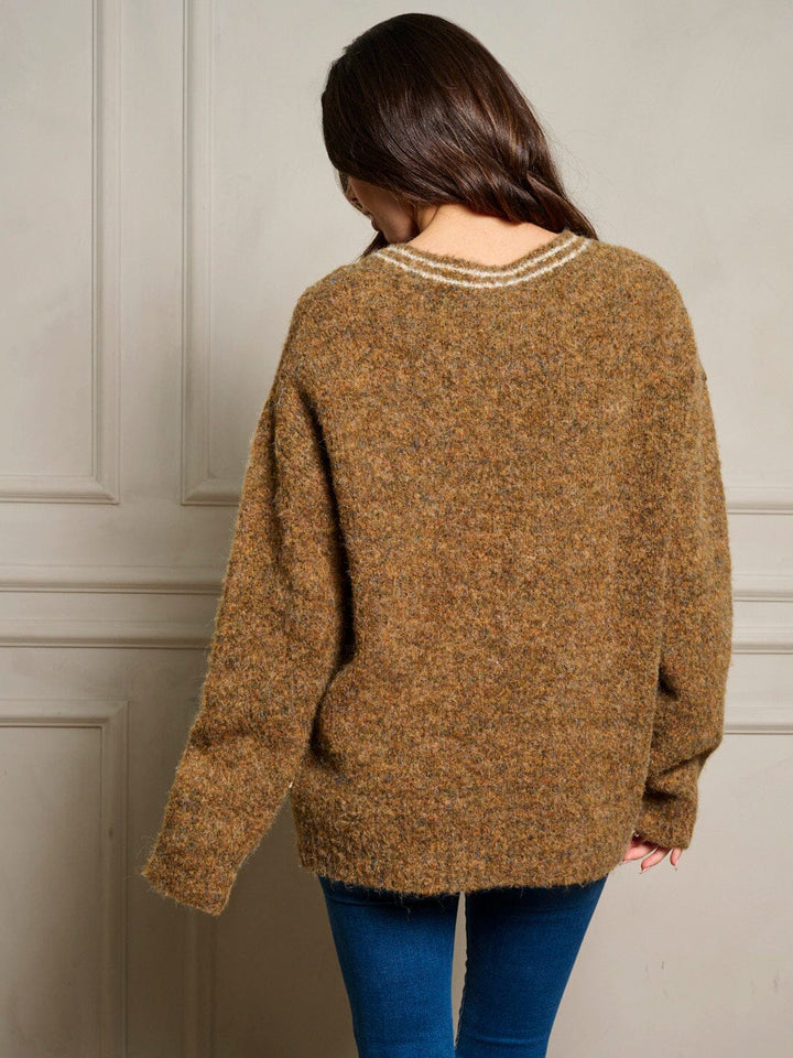 WOMEN'S LONG SLEEVE V-NECK PULLOVER SWEATER