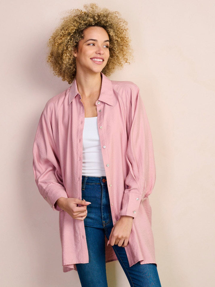 WOMEN'S LONG SLEEVE BUTTON UP OVERSIZED TOP