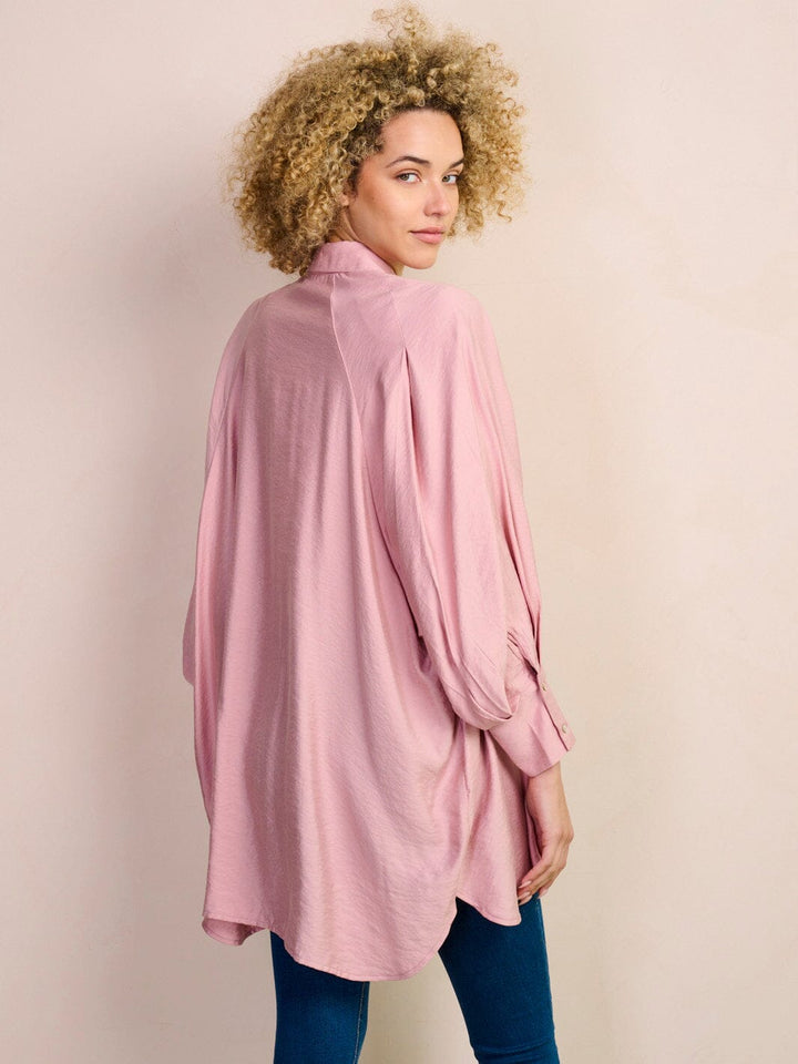 WOMEN'S LONG SLEEVE BUTTON UP OVERSIZED TOP