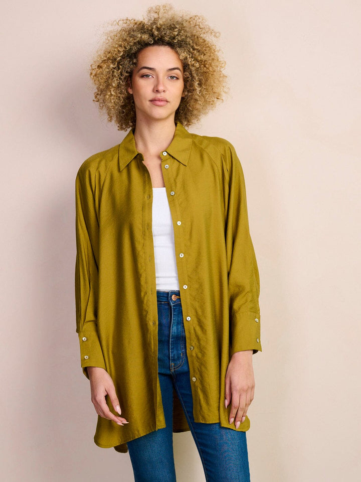 WOMEN'S LONG SLEEVE BUTTON UP OVERSIZED TOP
