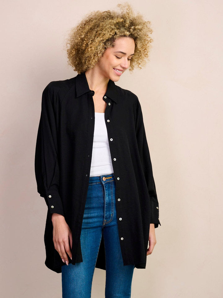 WOMEN'S LONG SLEEVE BUTTON UP OVERSIZED TOP