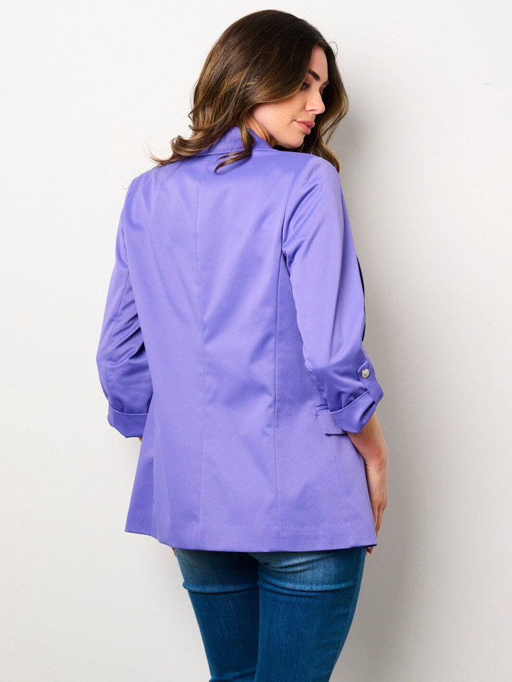 WOMEN'S 3/4 SLEEVES OPEN FRONT POCKETS BLAZER