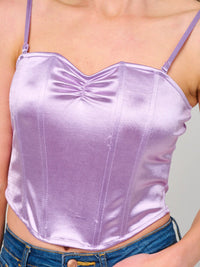 WOMEN'S SLEEVELESS V-NECK SATIN TANK TOP
