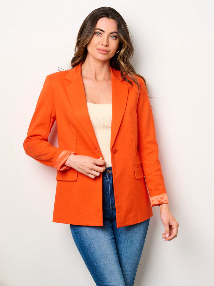 WOMEN'S LONG SLEEVES BUTTON CLOSURE POCKETS BLAZER