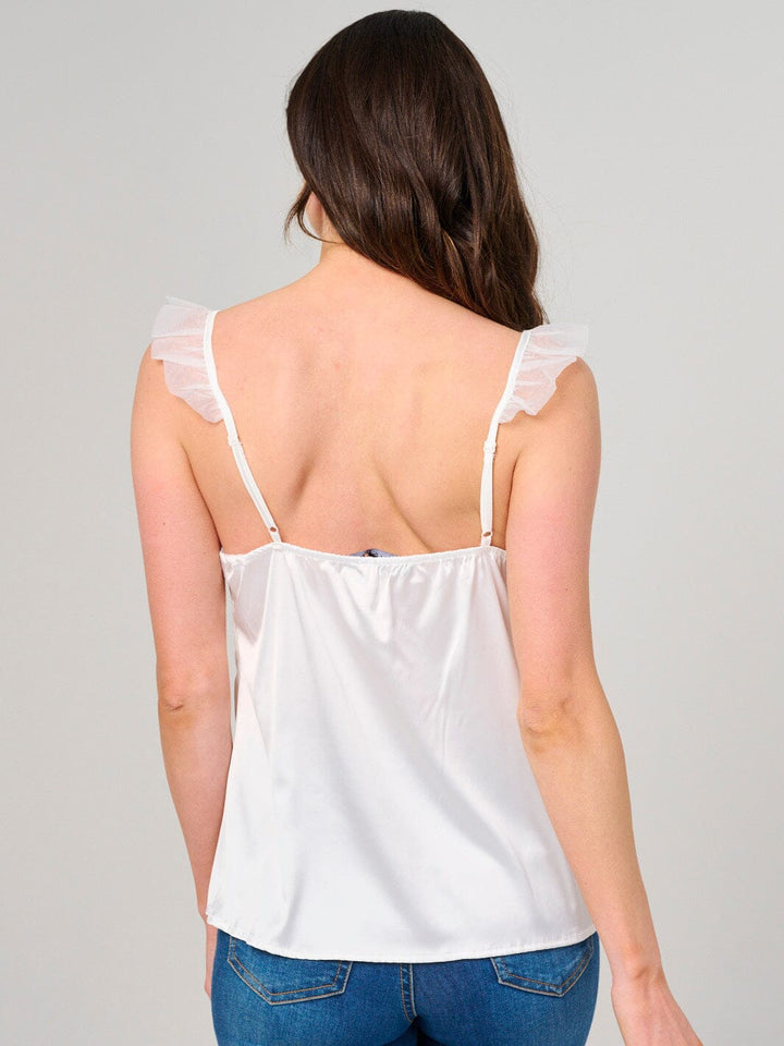 WOMEN'S SLEEVELESS V-NECK SATIN TANK TOP